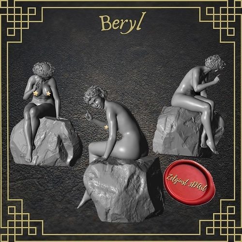 Erotic high quality figure Beryl on the rock 3D print model