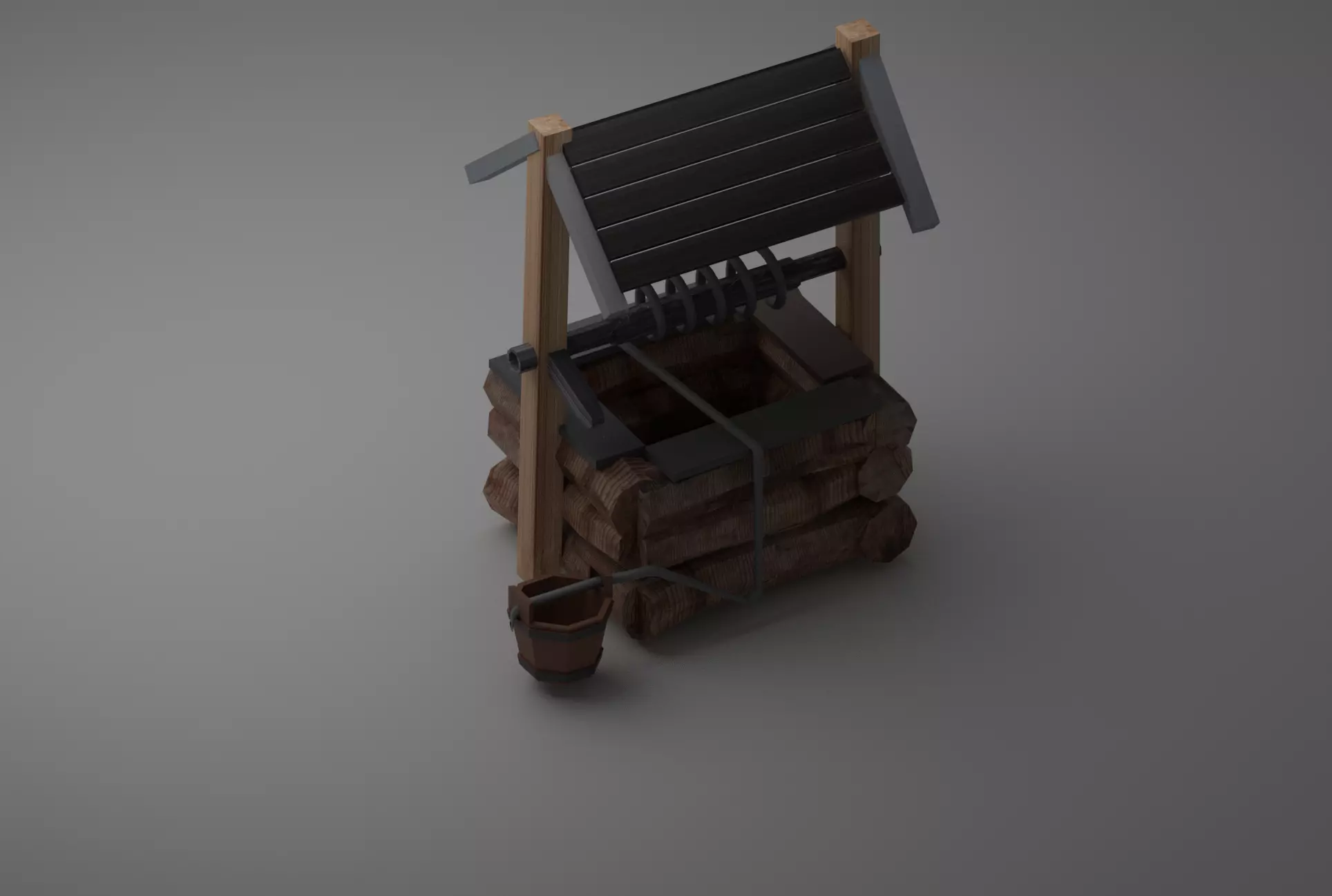The well wooden water 3D model_0