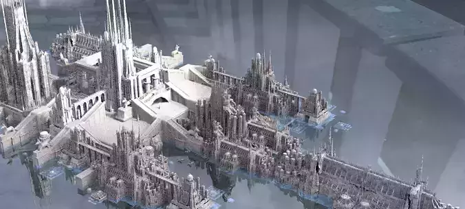 Ancient hallways Scifi City Kit bash 3D model
