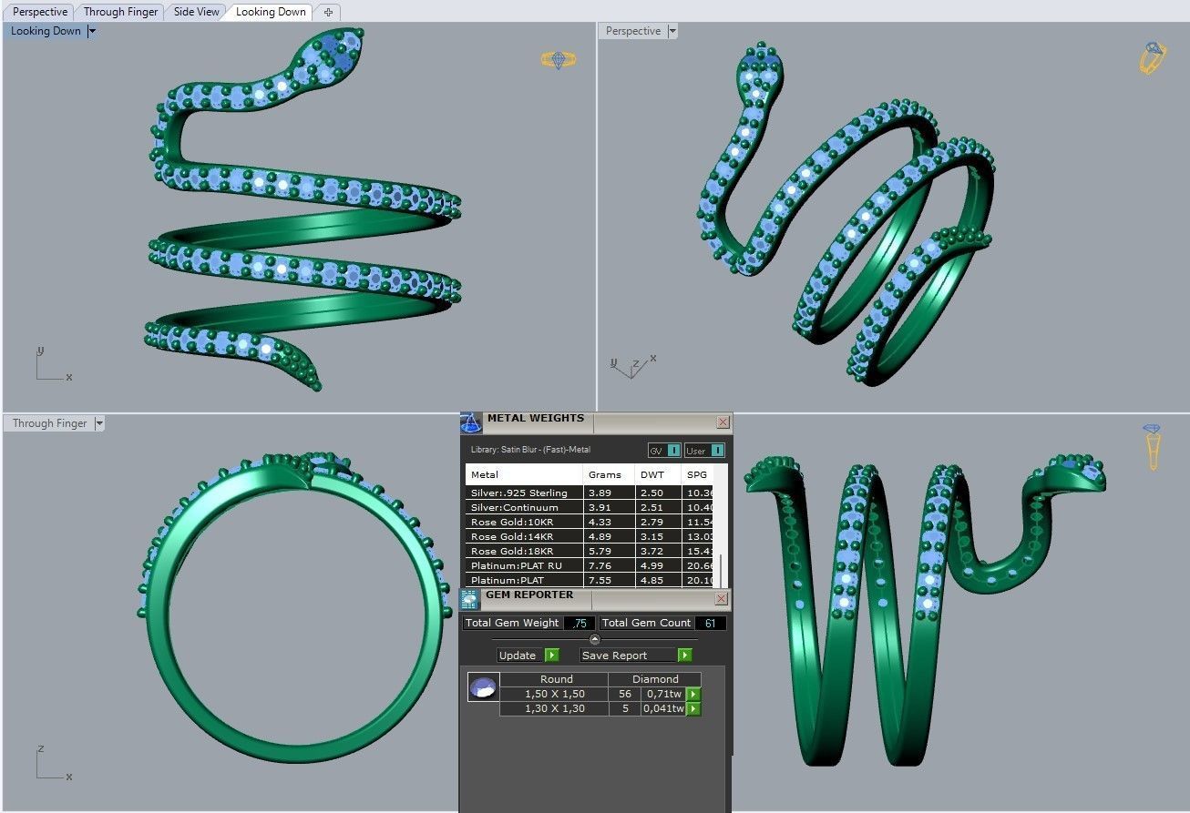 Snake Ring with Gemstones Free 3D print model_5