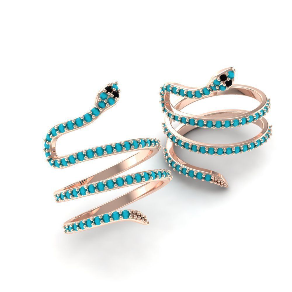 Snake Ring with Gemstones Free 3D print model_2