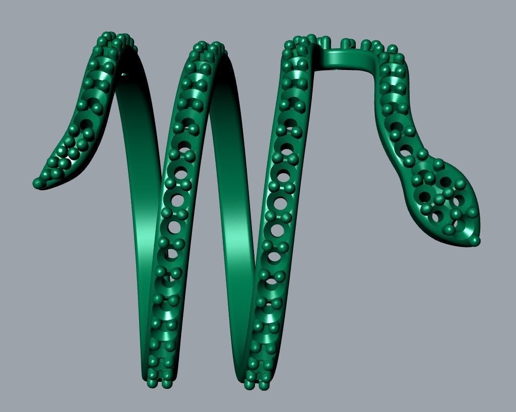 Snake Ring with Gemstones Free 3D print model_3