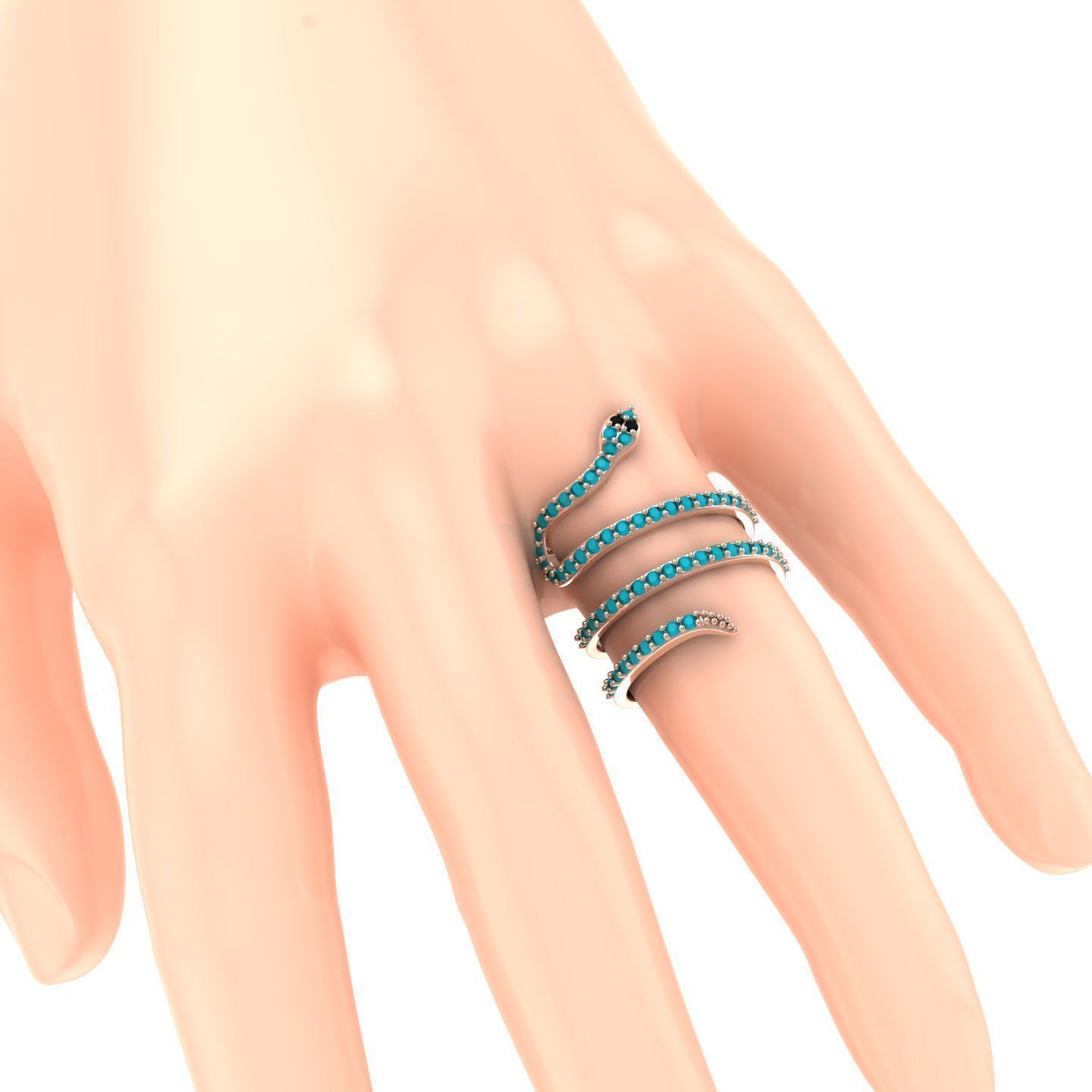 Snake Ring with Gemstones Free 3D print model_1