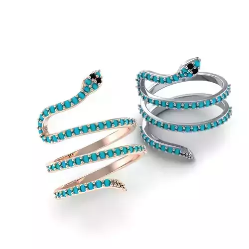 Snake Ring with Gemstones Free 3D print model