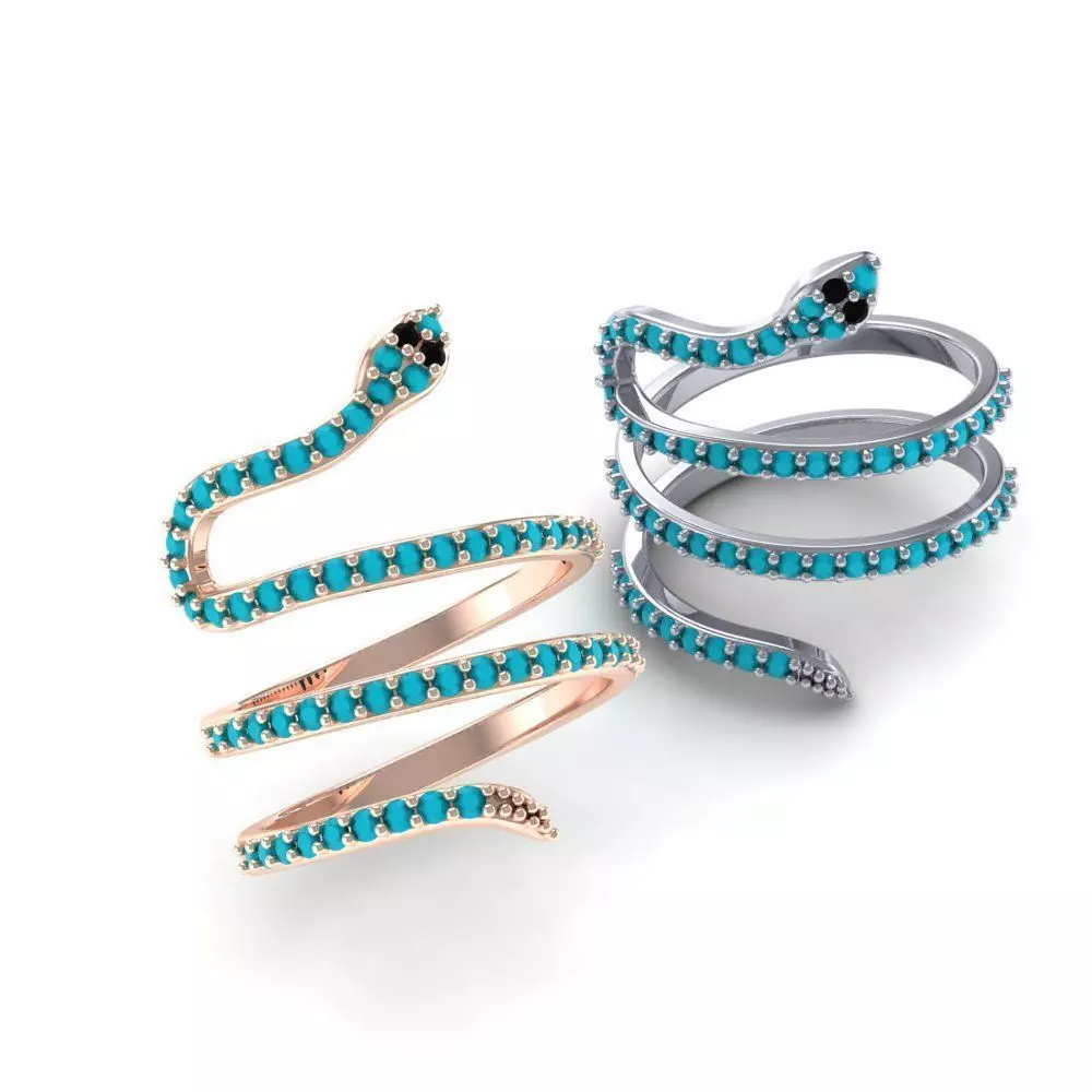 Snake Ring with Gemstones Free 3D print model_0