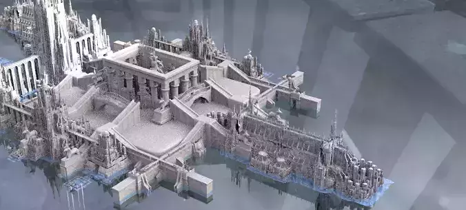 Ancient hallways Scifi City Kitbash 2 3D model