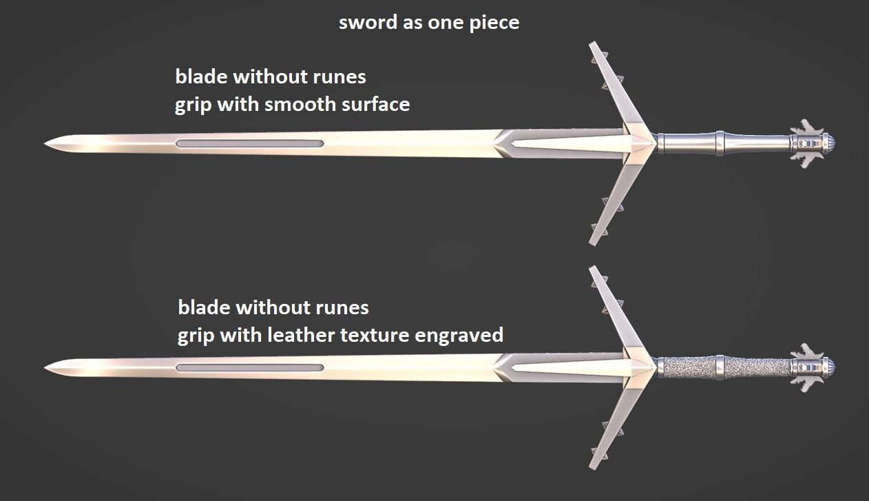 Aerondight - Witcher Silver Sword -Sliced Print Ready- Geralt  3D print model_17