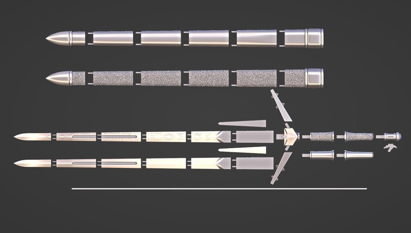 Aerondight - Witcher Silver Sword -Sliced Print Ready- Geralt  3D print model_19