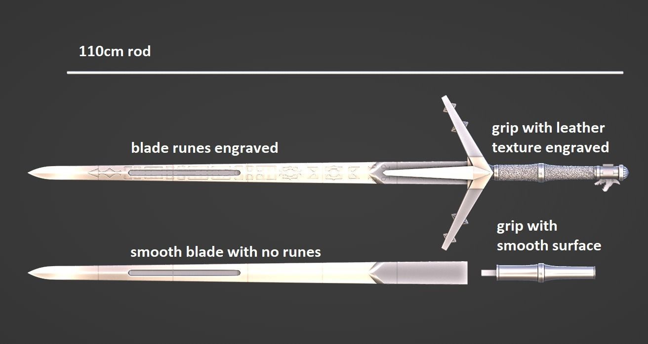 Aerondight - Witcher Silver Sword -Sliced Print Ready- Geralt  3D print model_9