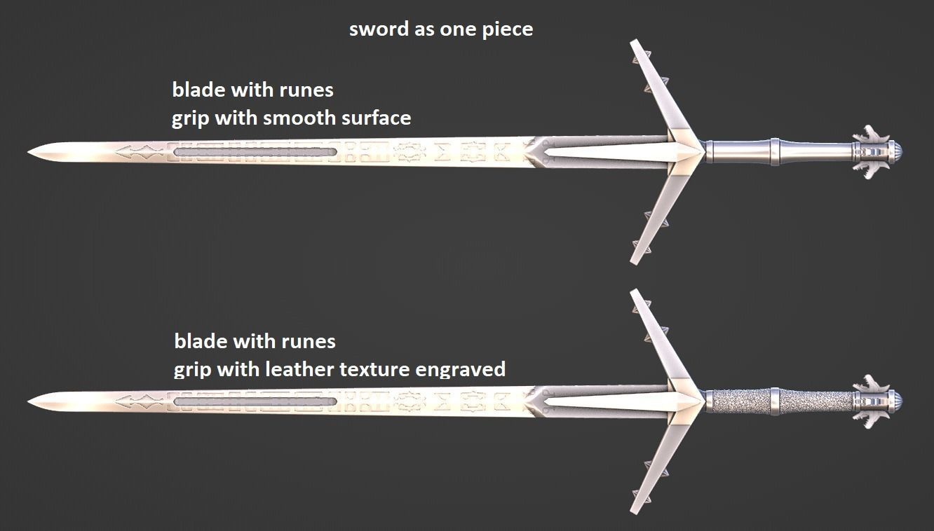Aerondight - Witcher Silver Sword -Sliced Print Ready- Geralt  3D print model_18