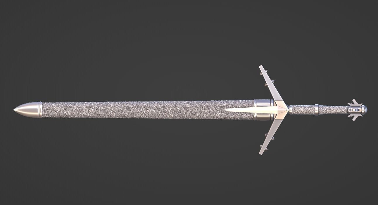 Aerondight - Witcher Silver Sword -Sliced Print Ready- Geralt  3D print model_4