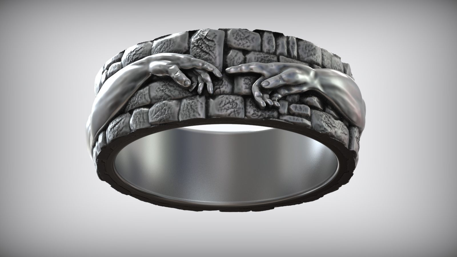 Hand Of God Ring Creation Of Adam 3D print model_1