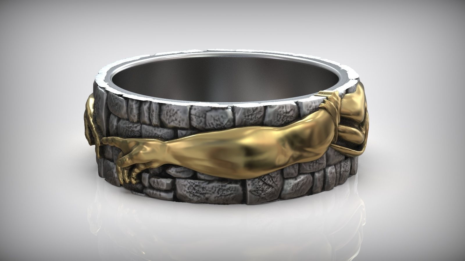 Hand Of God Ring Creation Of Adam 3D print model_2