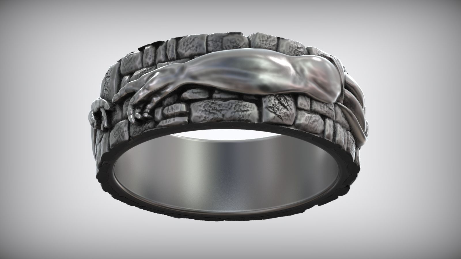 Hand Of God Ring Creation Of Adam 3D print model_6