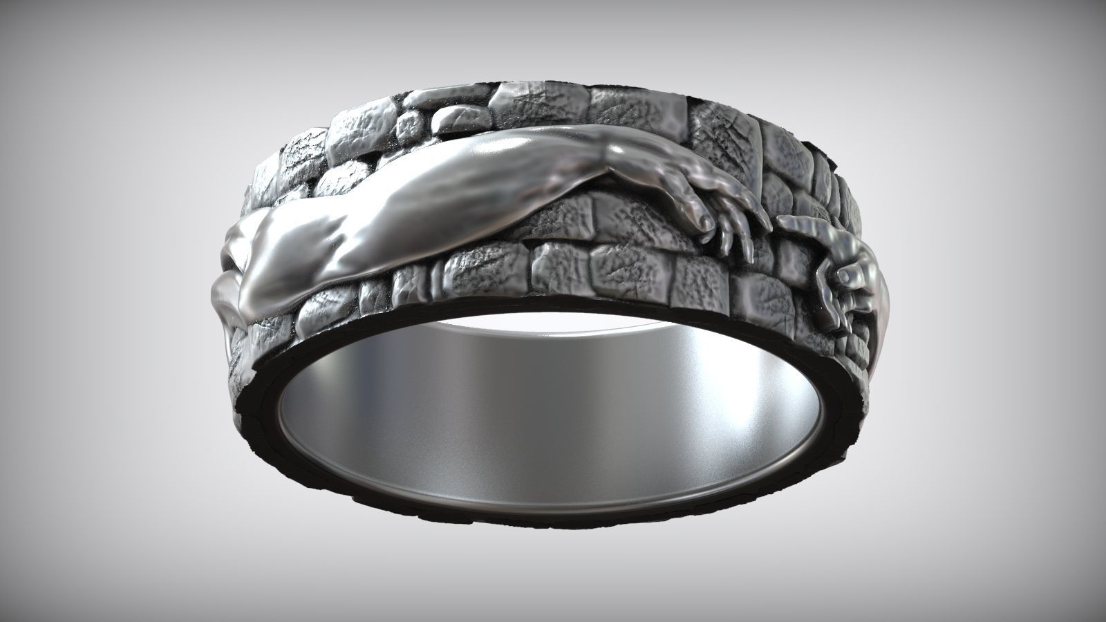 Hand Of God Ring Creation Of Adam 3D print model_5