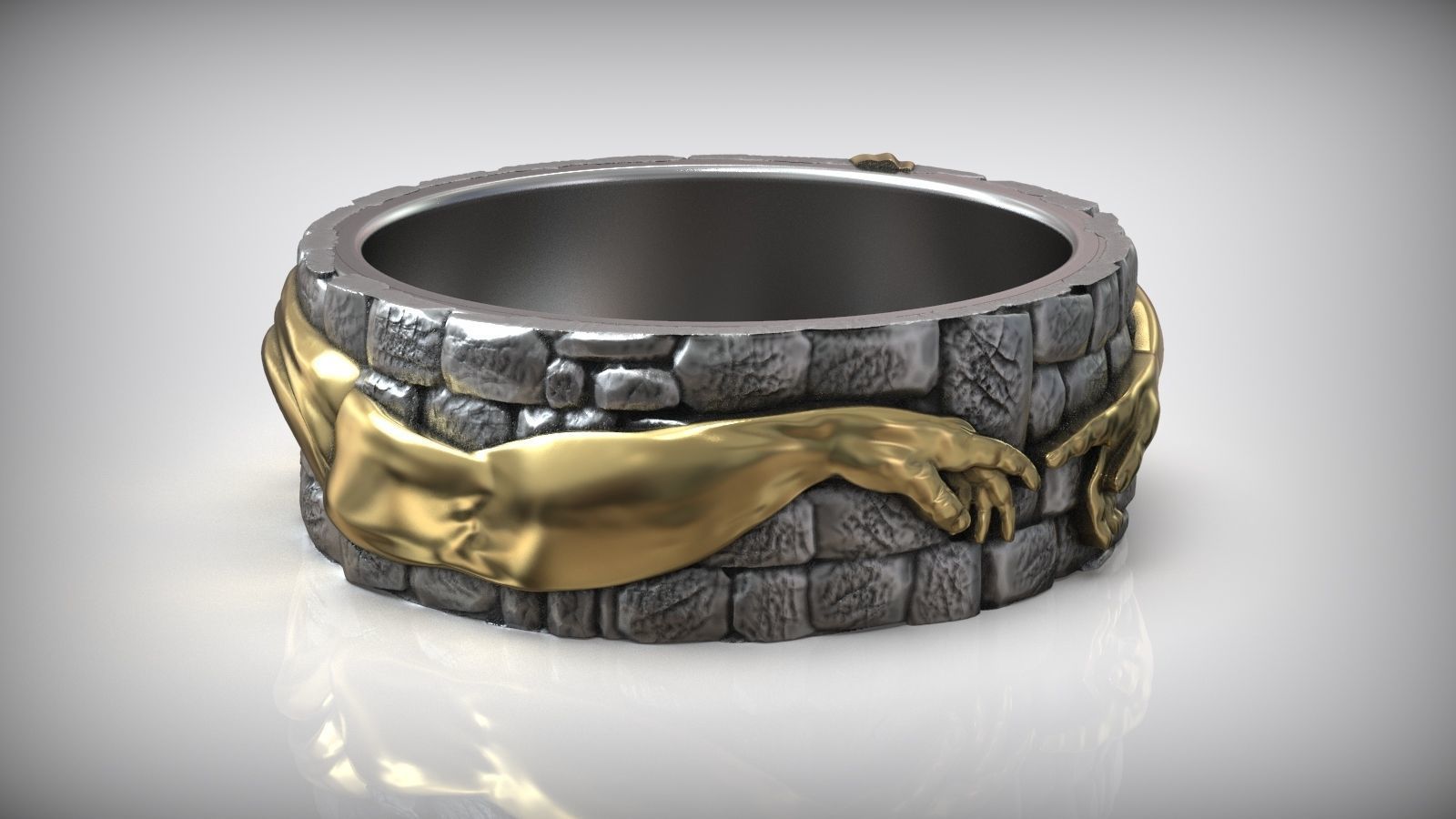 Hand Of God Ring Creation Of Adam 3D print model_3