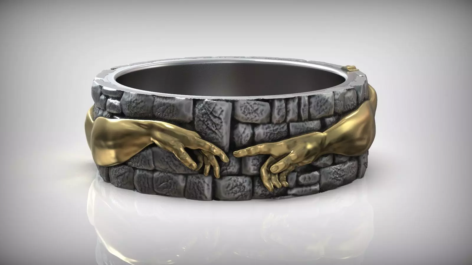 Hand Of God Ring Creation Of Adam 3D print model_0