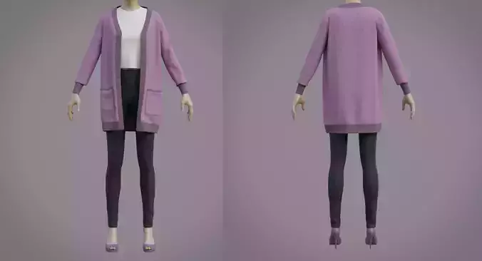 Knit Cardigan winter outfit - sweater croptop and pants