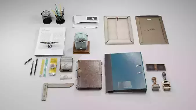 Stationery office pack 2 Low-poly 3D model