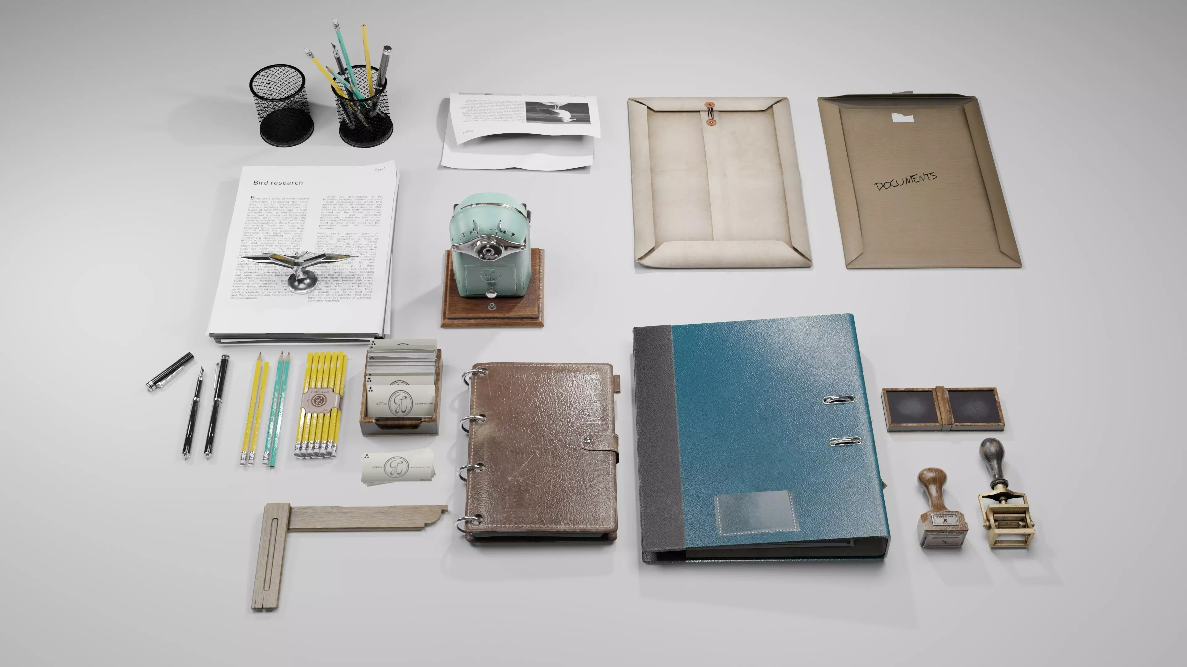 Stationery office pack 2 Low-poly 3D model_0