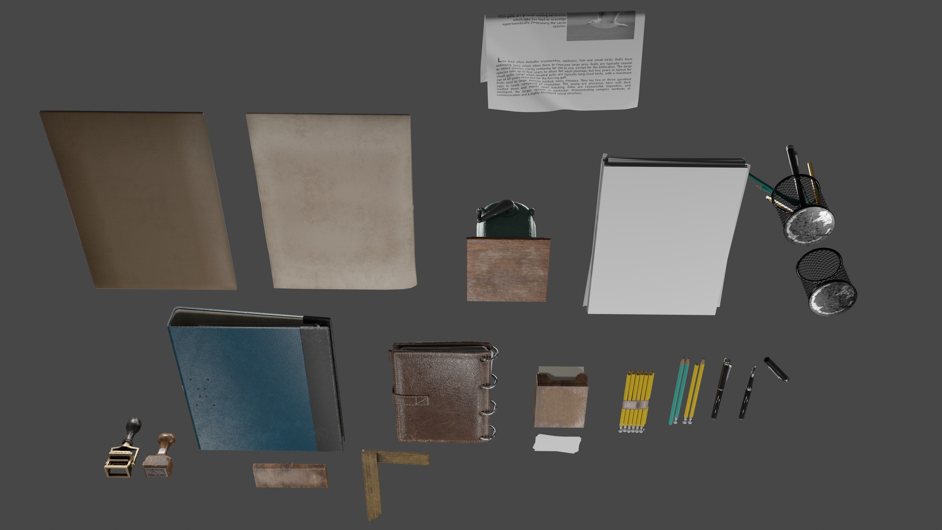 Stationery office pack 2 Low-poly 3D model_5
