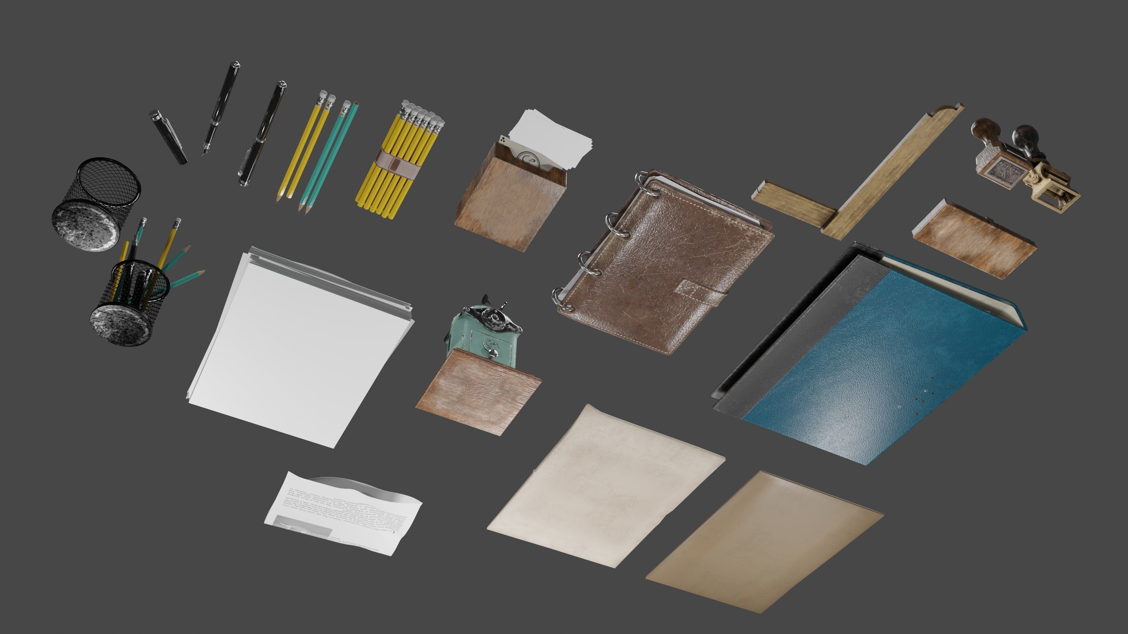 Stationery office pack 2 Low-poly 3D model_6