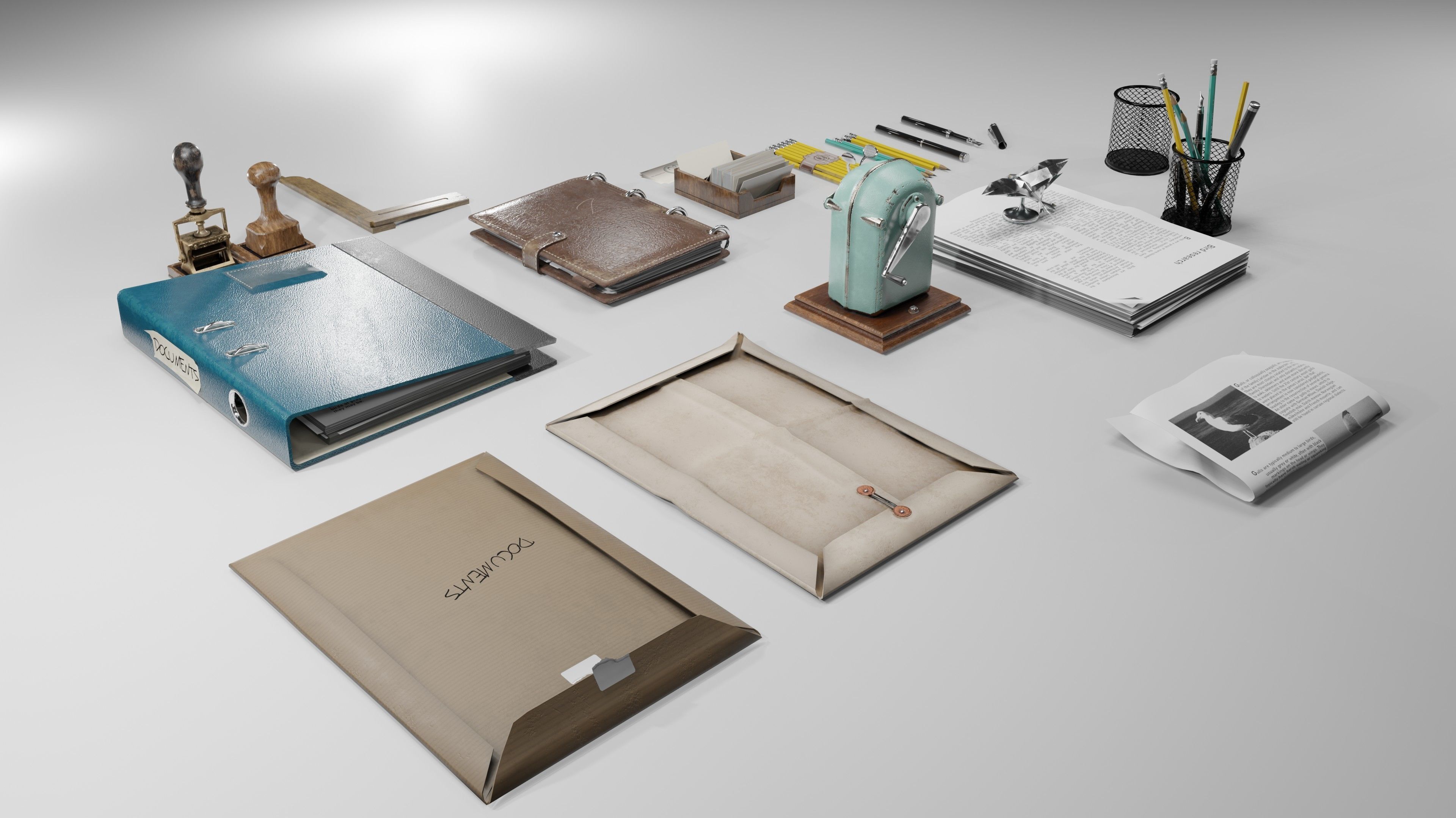 Stationery office pack 2 Low-poly 3D model_3