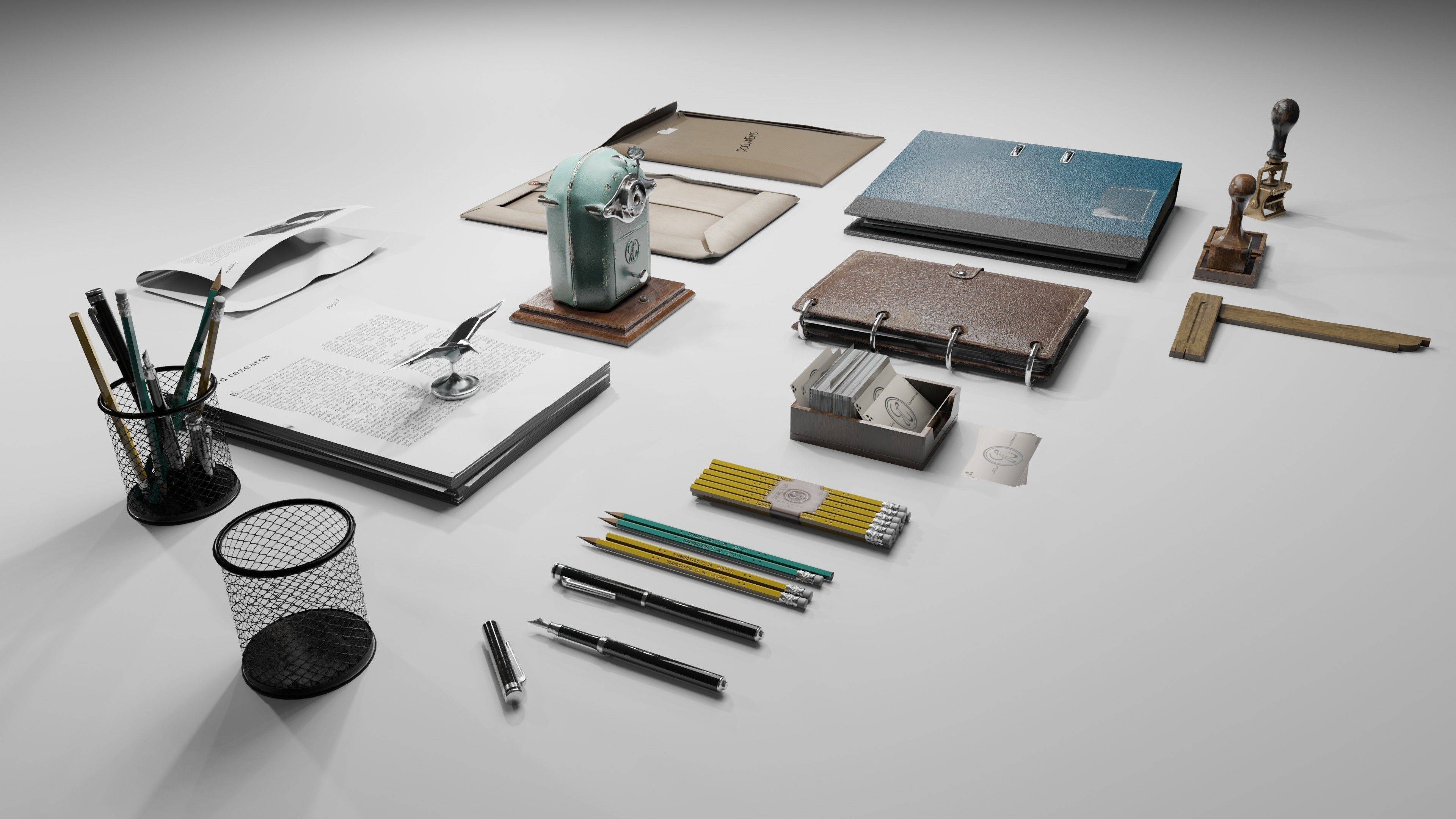 Stationery office pack 2 Low-poly 3D model_2