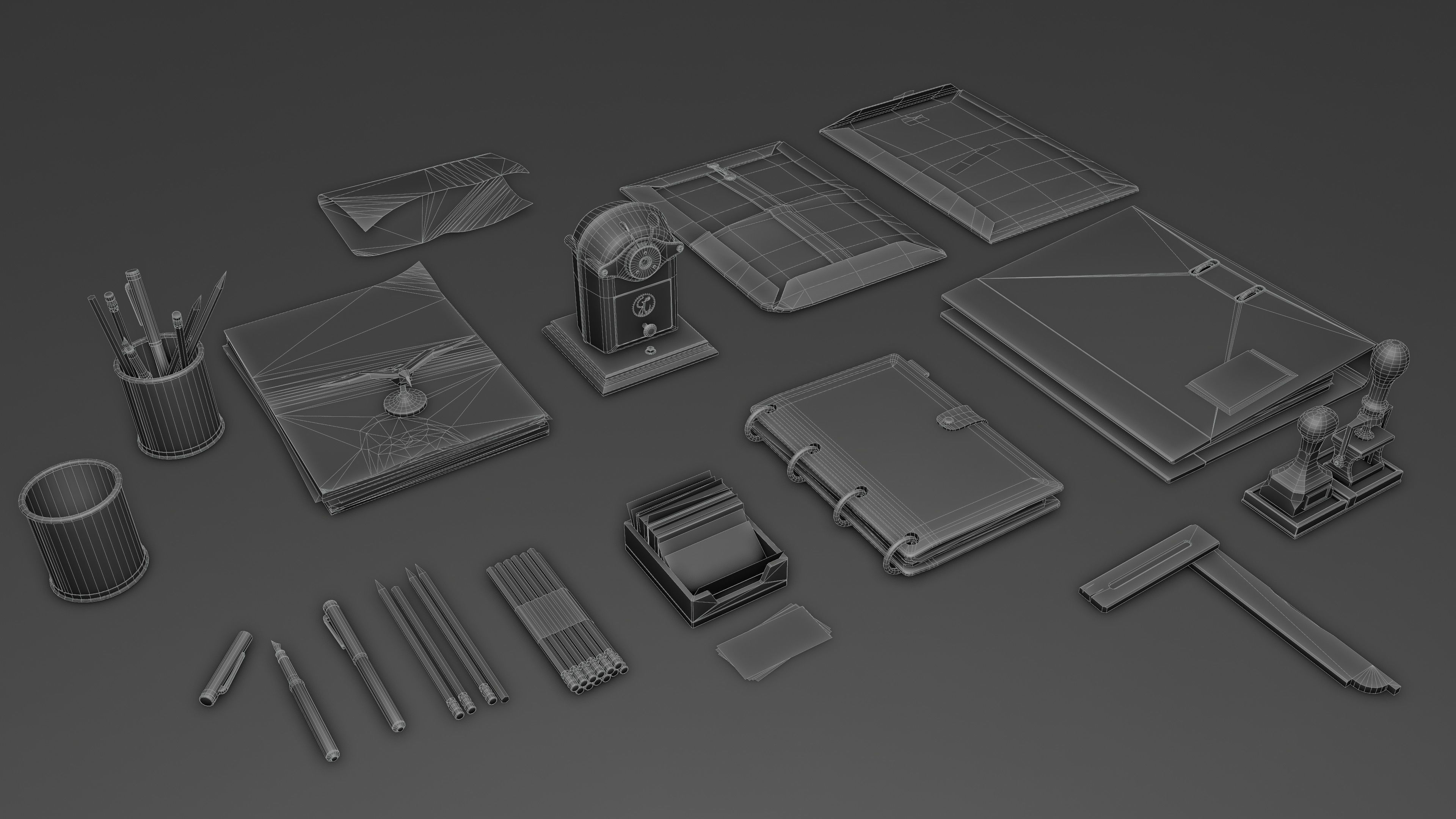 Stationery office pack 2 Low-poly 3D model_30