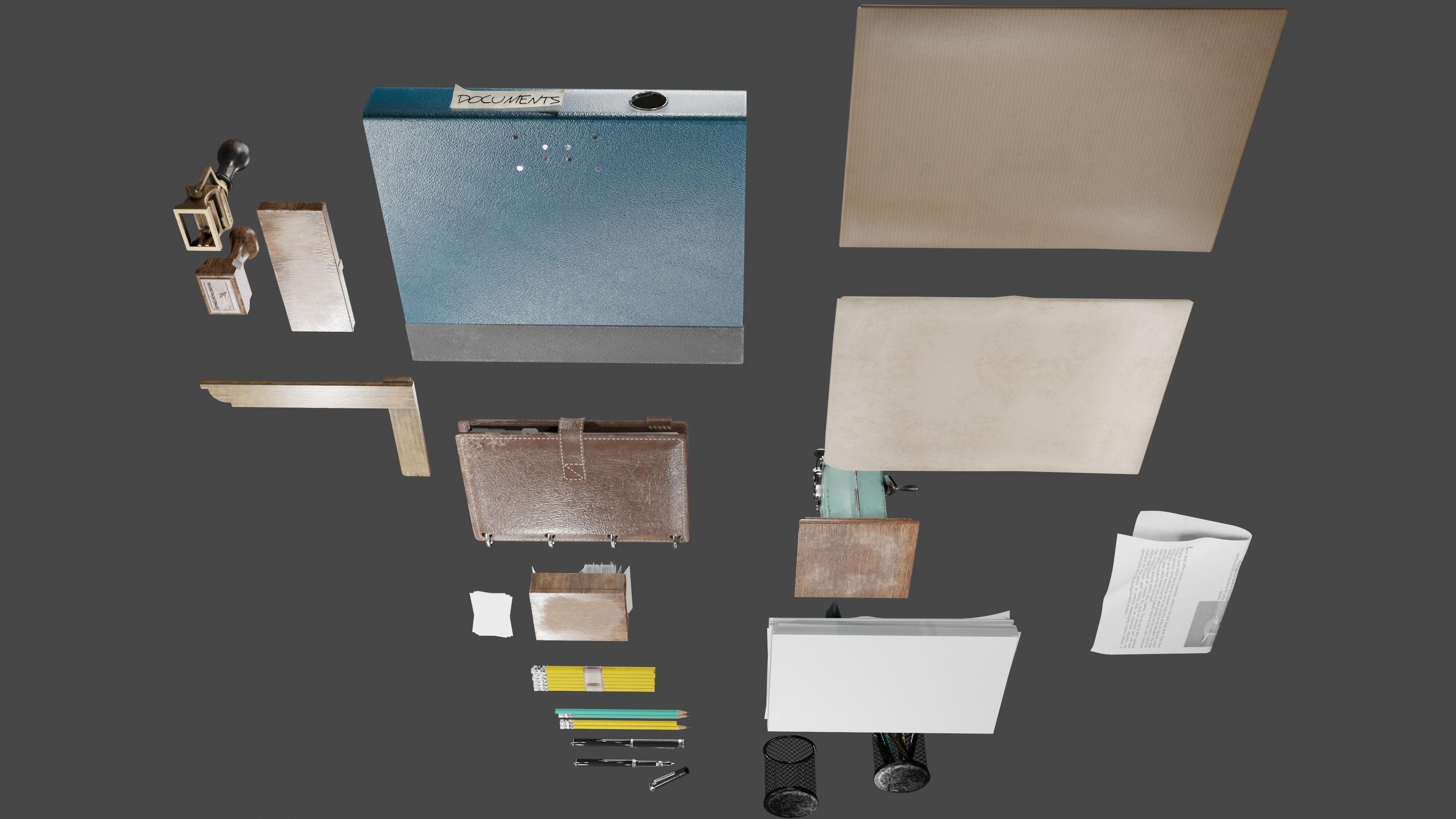 Stationery office pack 2 Low-poly 3D model_7