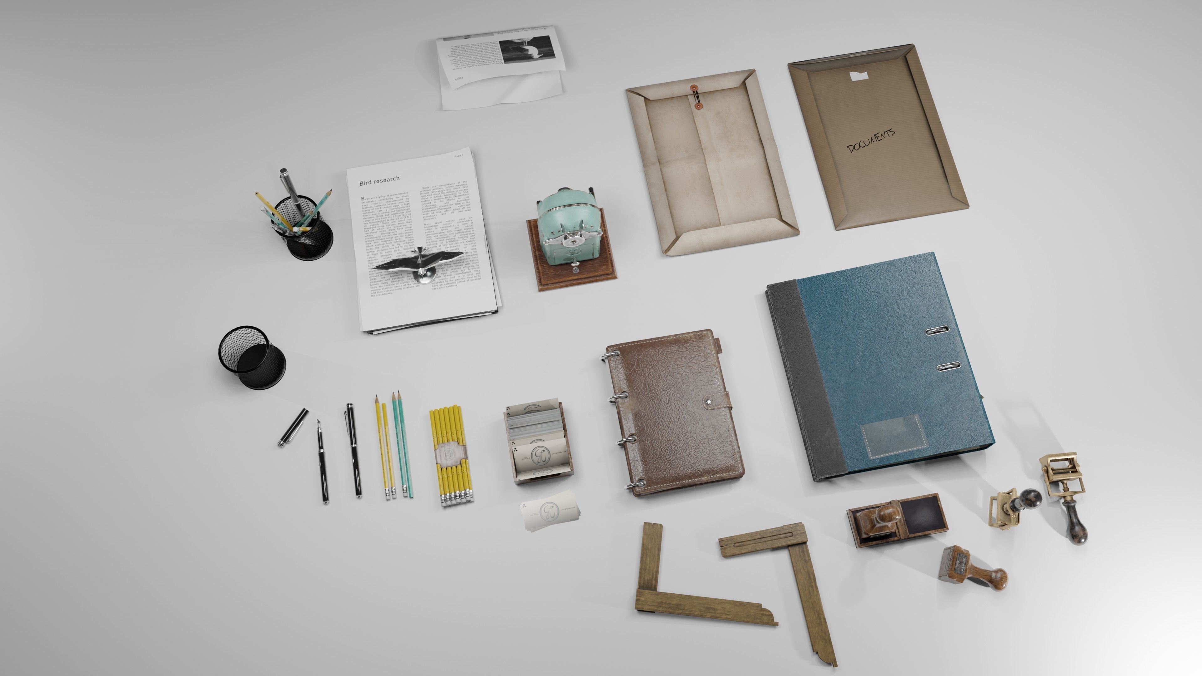Stationery office pack 2 Low-poly 3D model_4