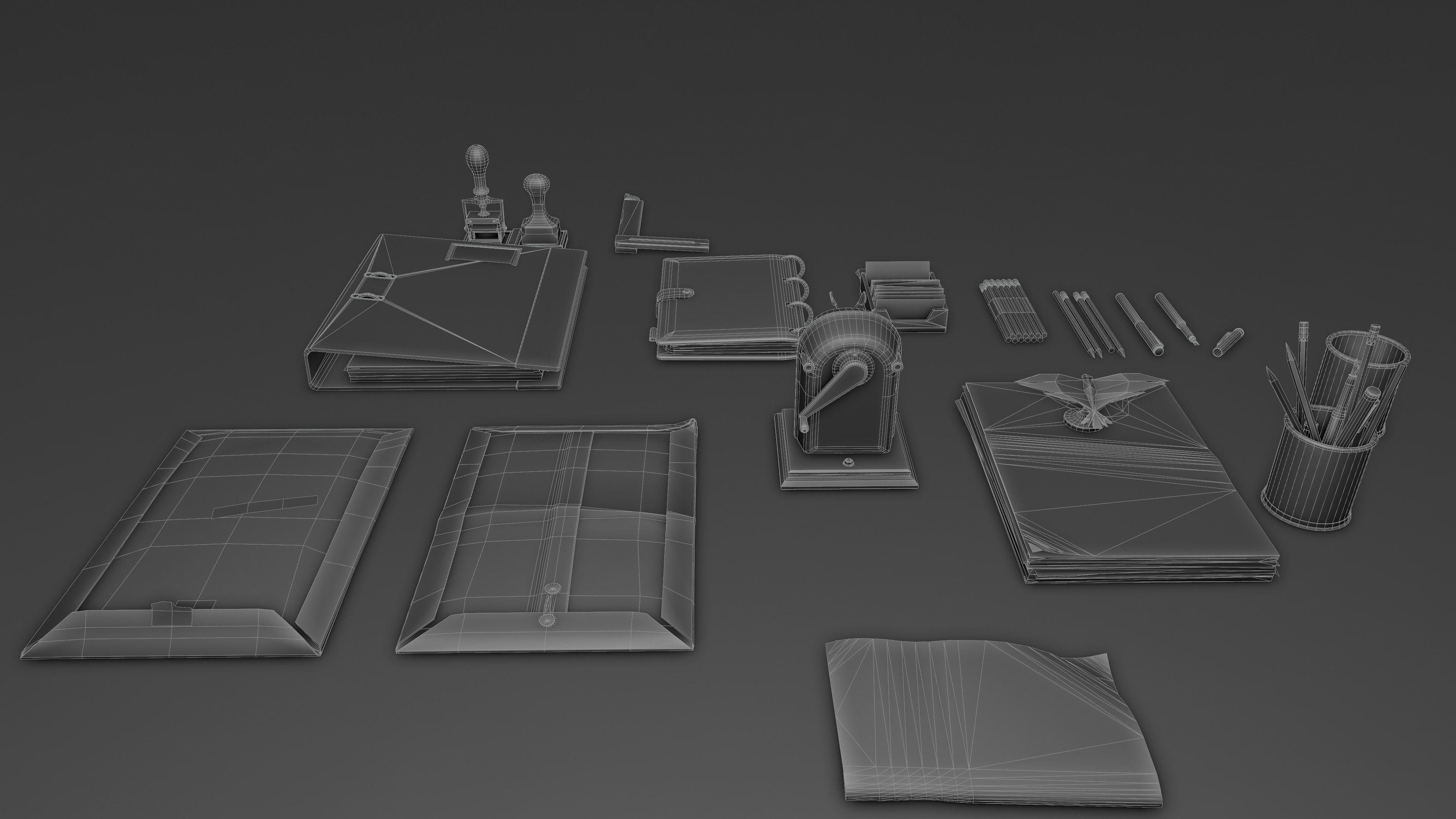 Stationery office pack 2 Low-poly 3D model_31