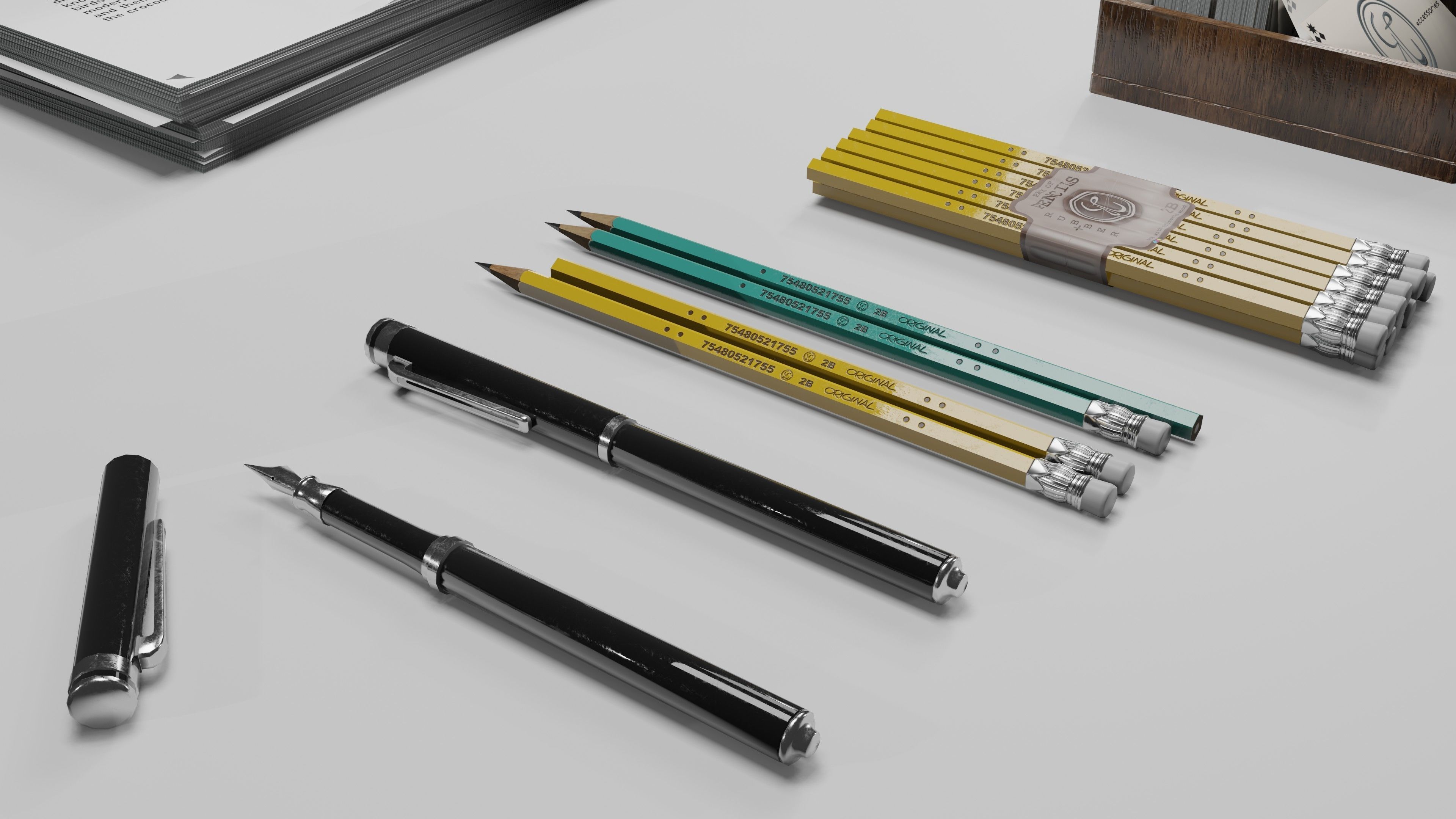 Stationery office pack 2 Low-poly 3D model_23