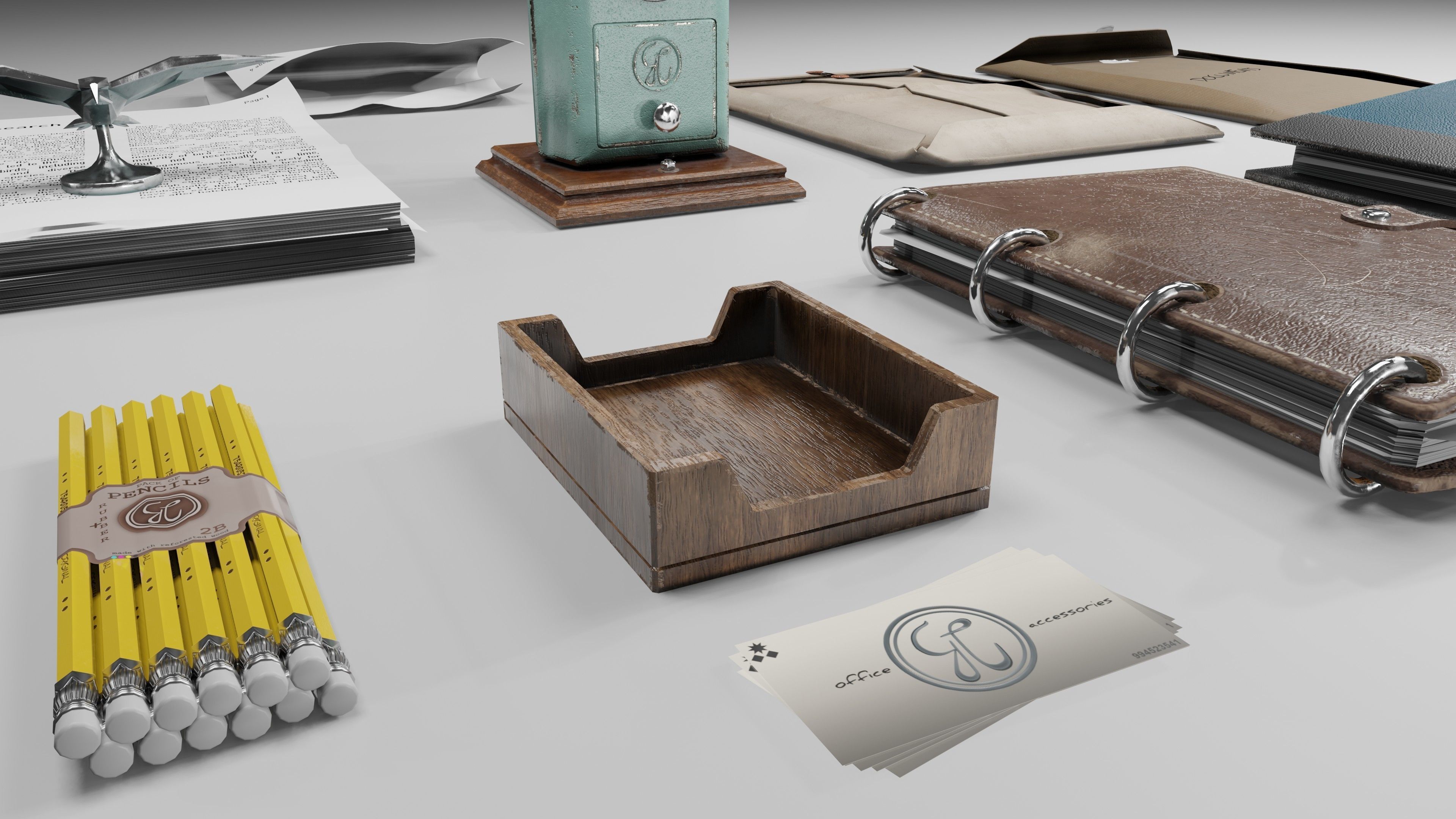 Stationery office pack 2 Low-poly 3D model_24