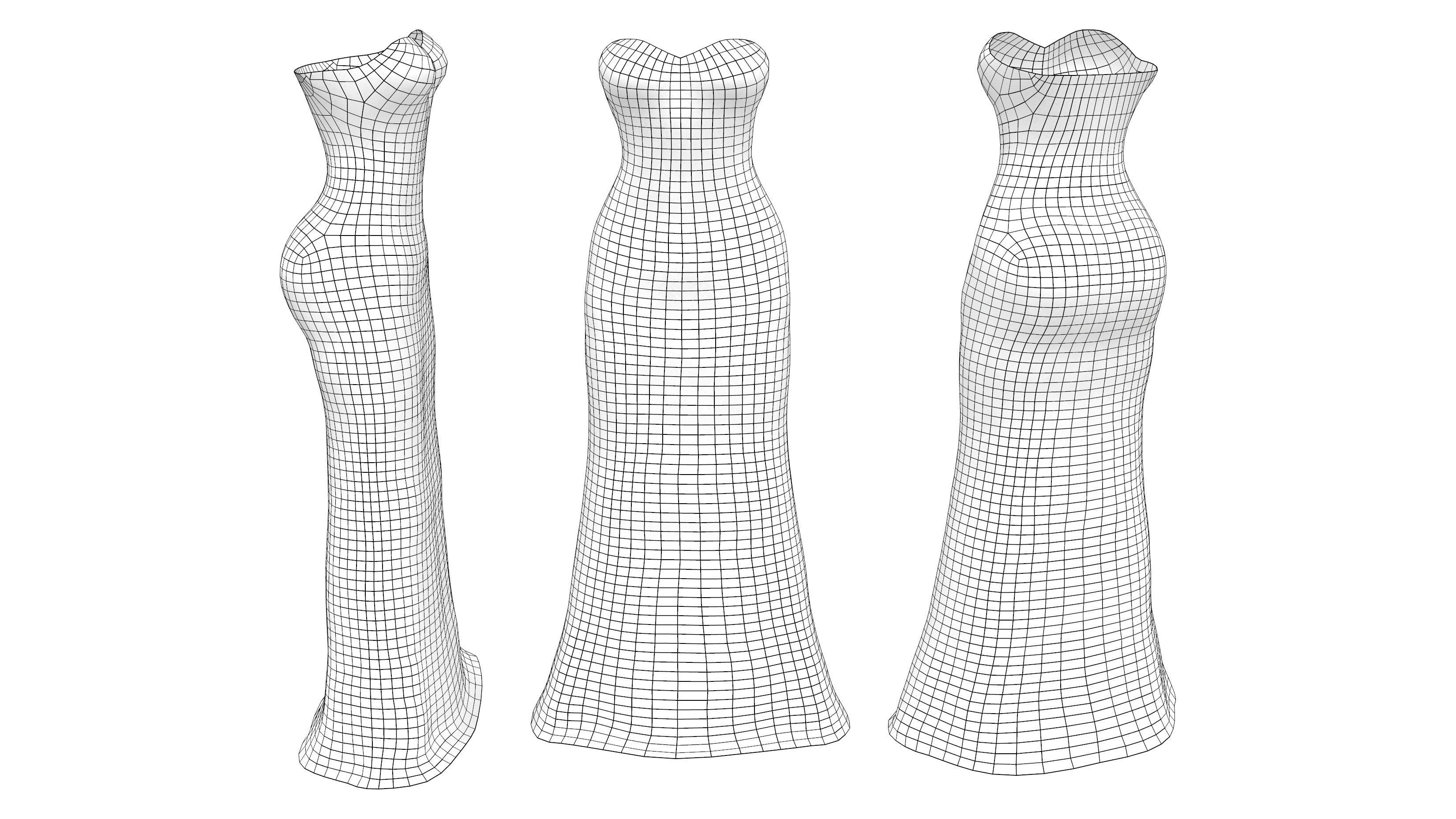 Strapless Sequin Dress Low-poly 3D model_5