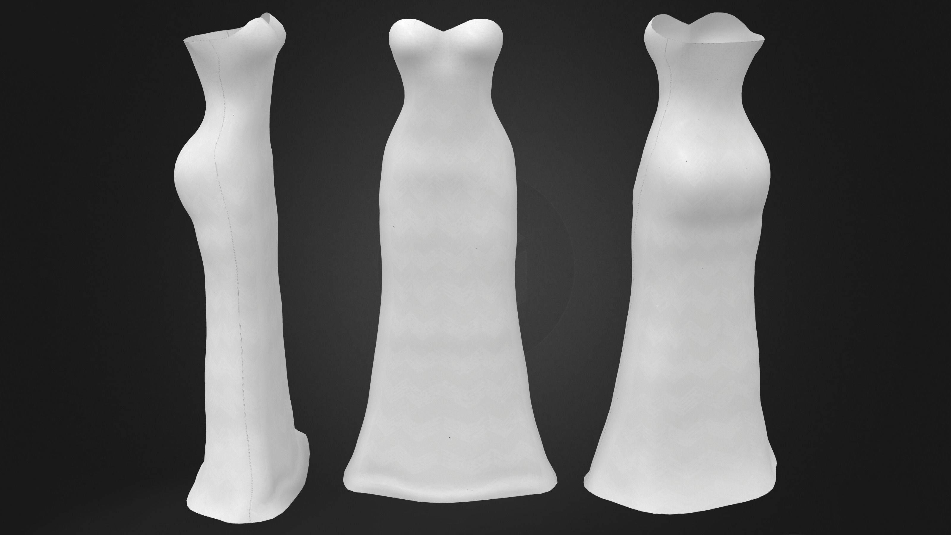 Strapless Sequin Dress Low-poly 3D model_13