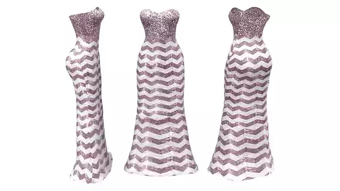 Strapless Sequin Dress Low-poly 3D model