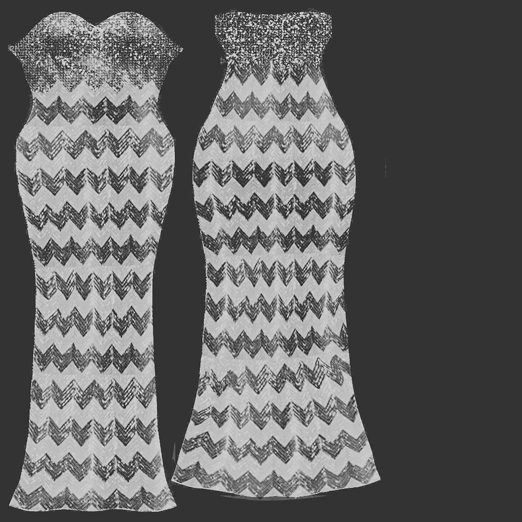 Strapless Sequin Dress Low-poly 3D model_10