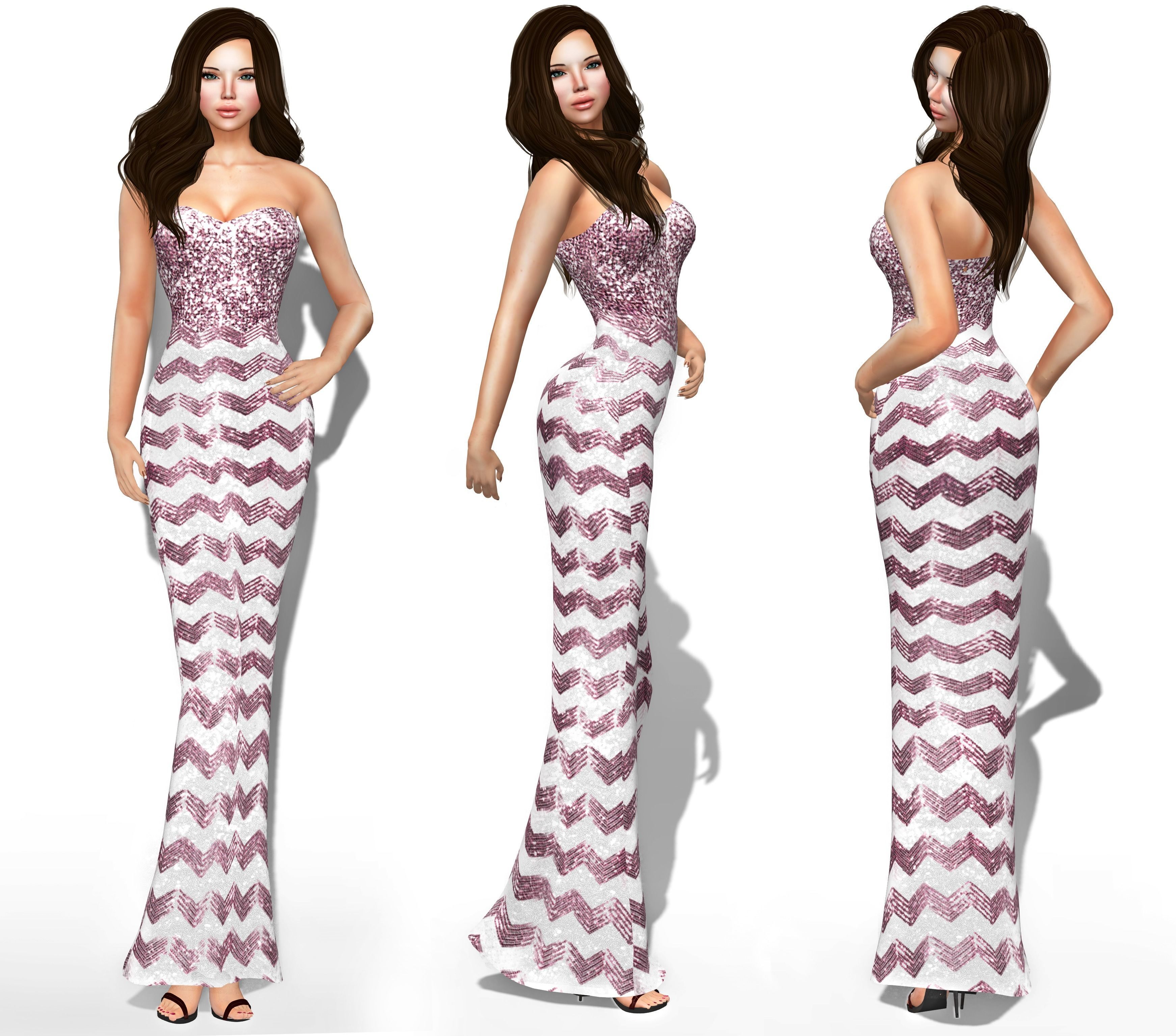 Strapless Sequin Dress Low-poly 3D model_2