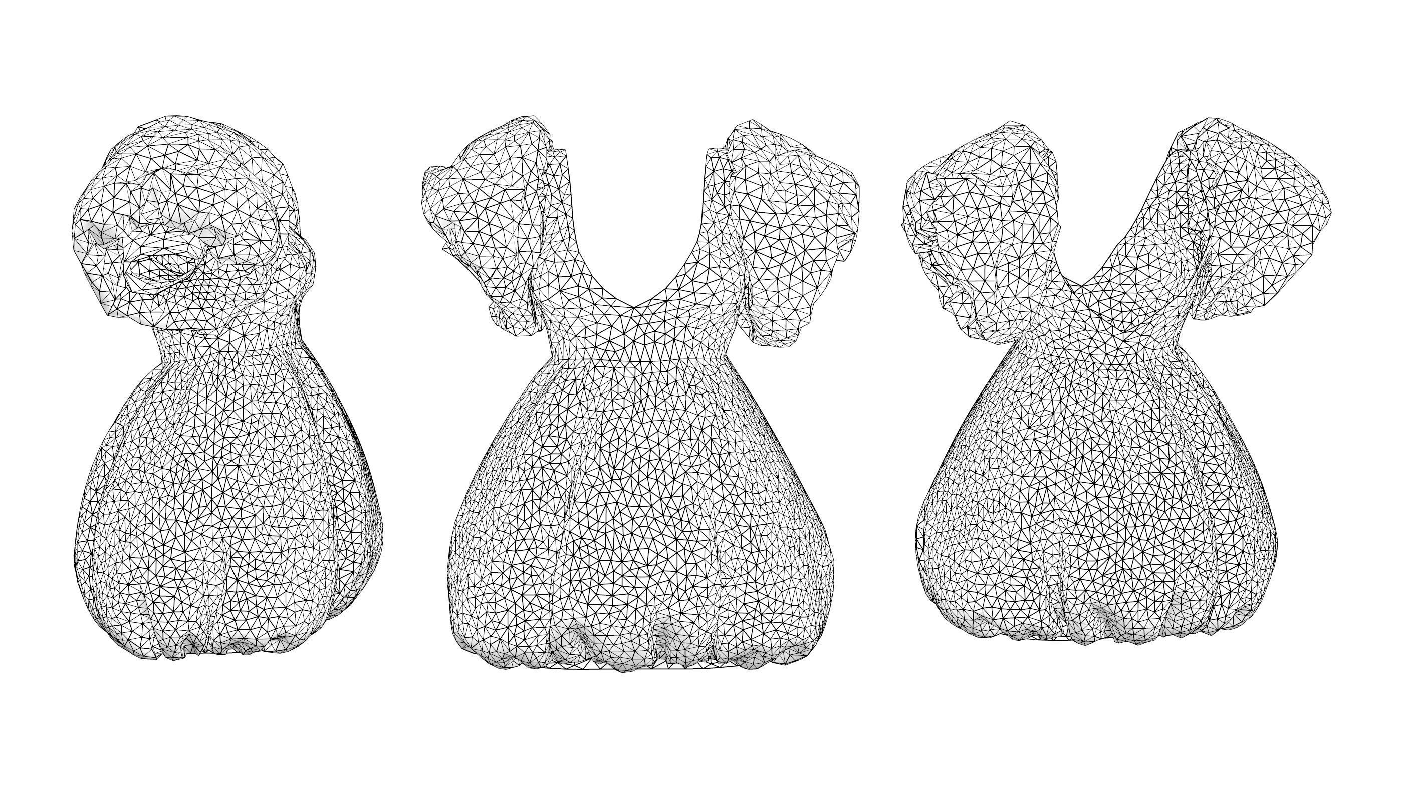 Puffy Dress V1 Low-poly 3D model_7