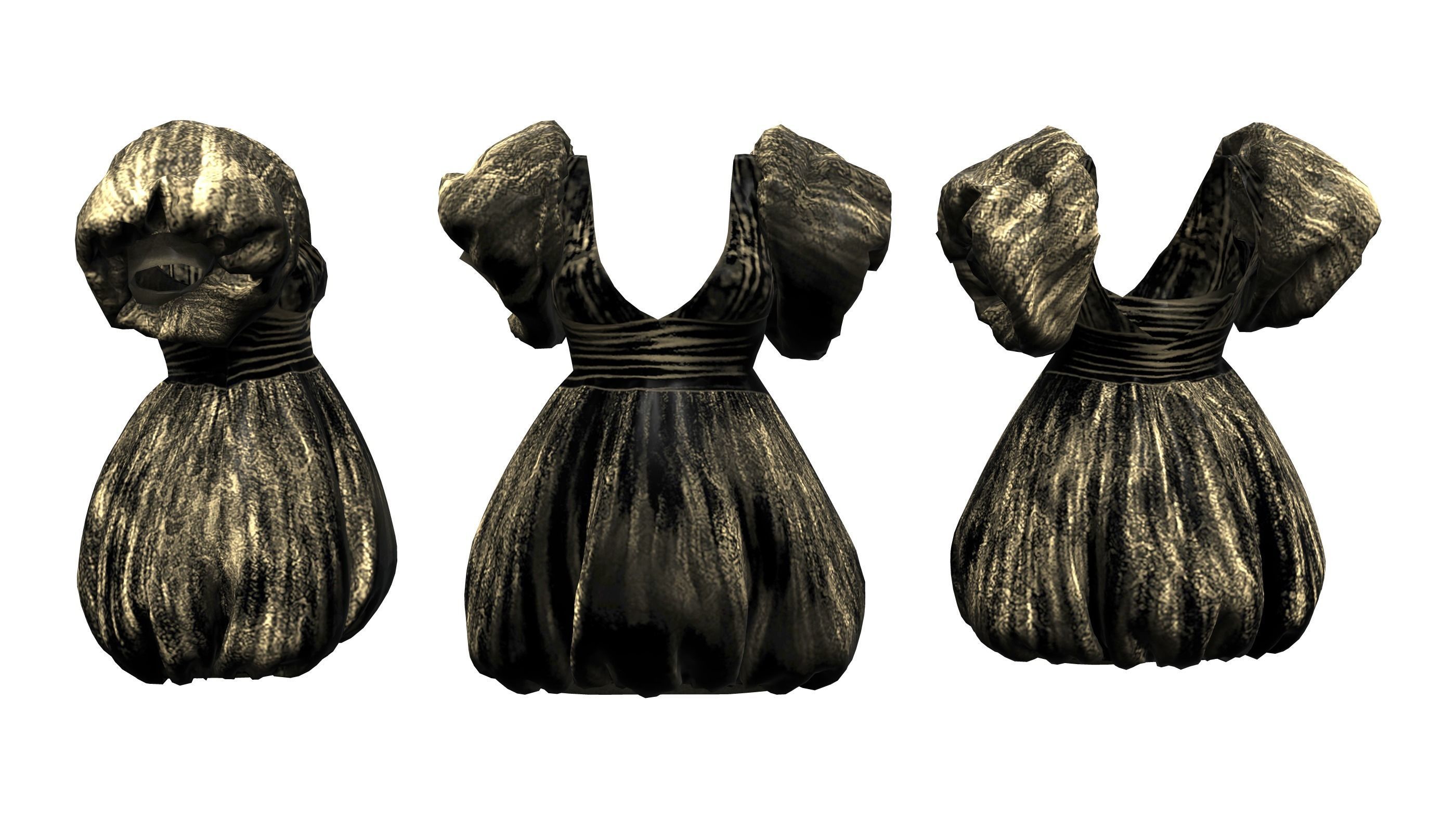 Puffy Dress V1 Low-poly 3D model_5
