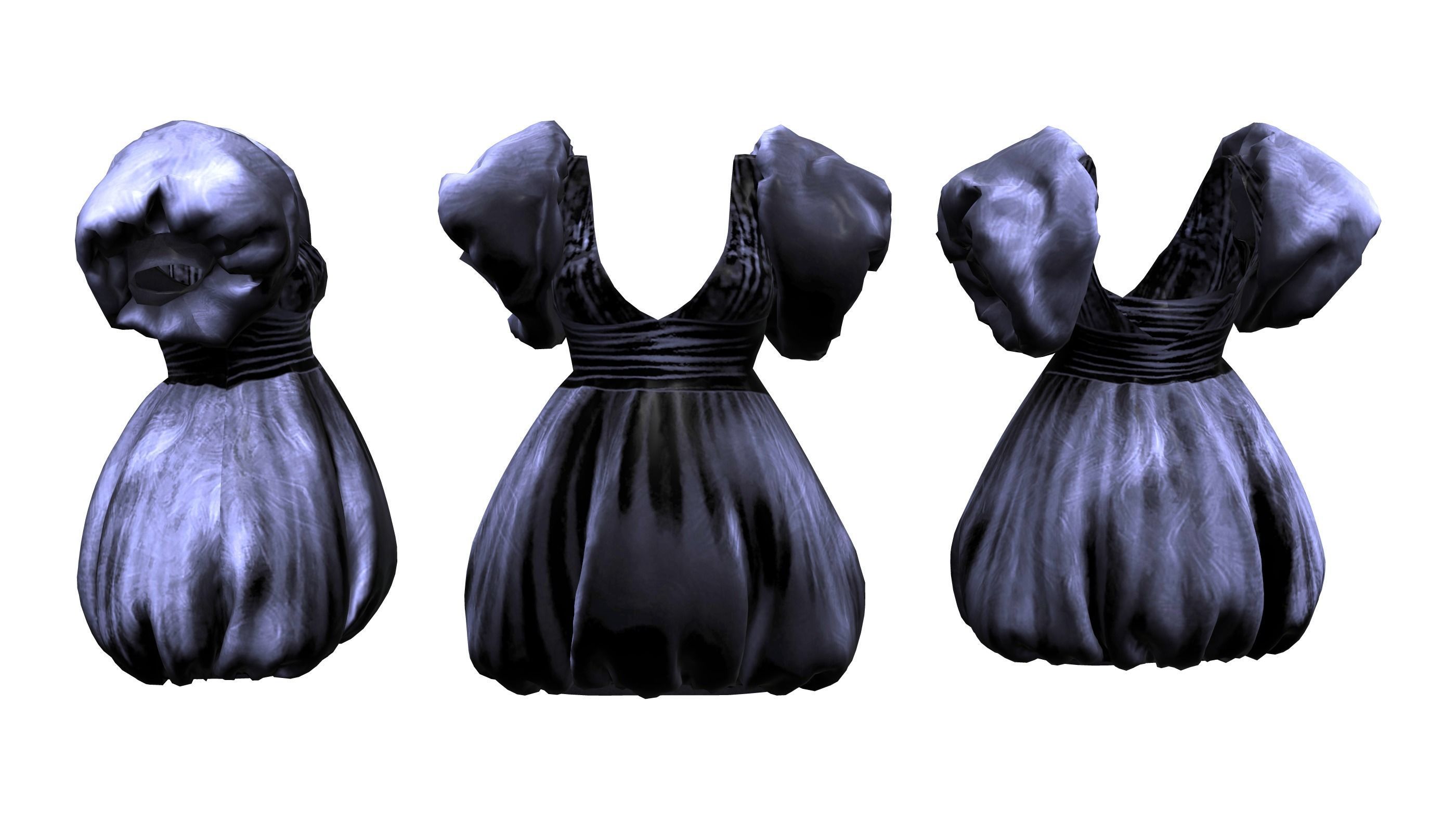 Puffy Dress V1 Low-poly 3D model_2