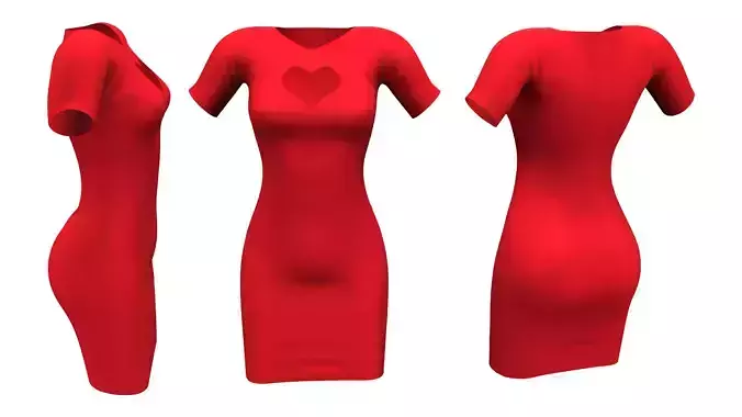 Red Dress With Heart On Front For Valentines Day