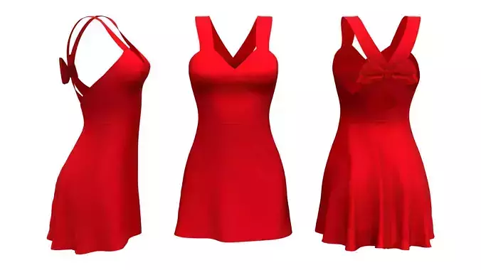  Red Dress with Bow On Back