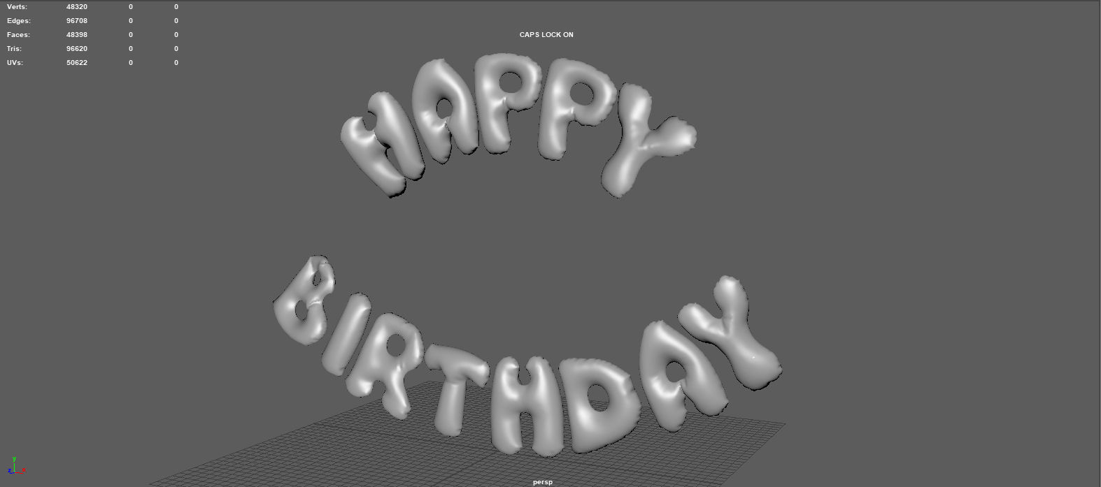 HAPPY BIRTHDAY COLOR BALLOONS Low-poly 3D model_10