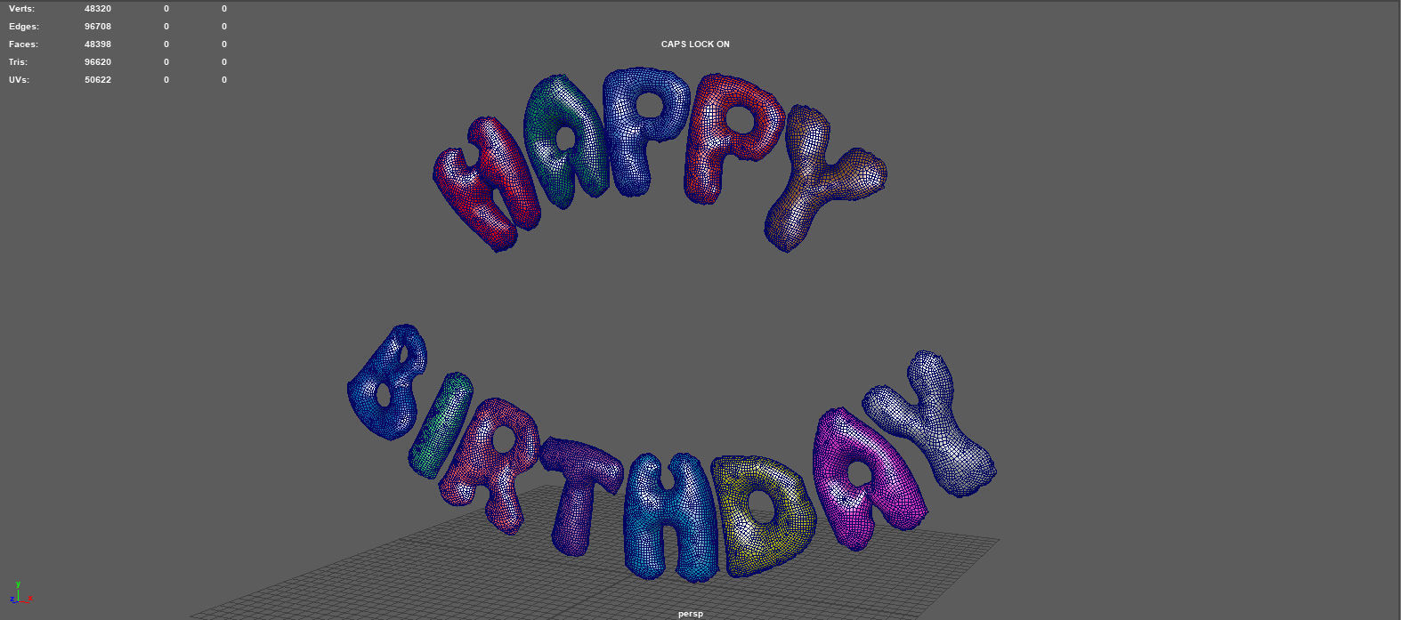 HAPPY BIRTHDAY COLOR BALLOONS Low-poly 3D model_12