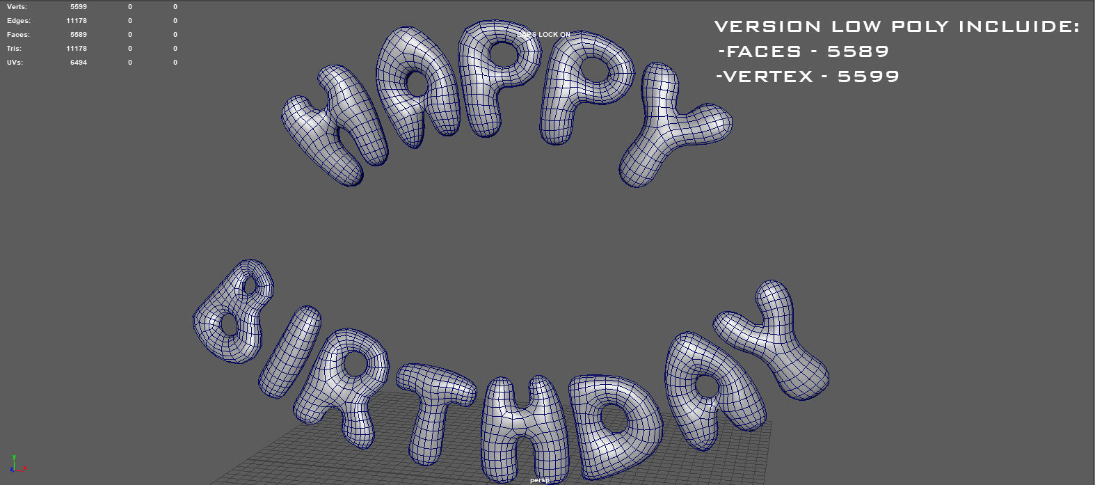HAPPY BIRTHDAY COLOR BALLOONS Low-poly 3D model_6