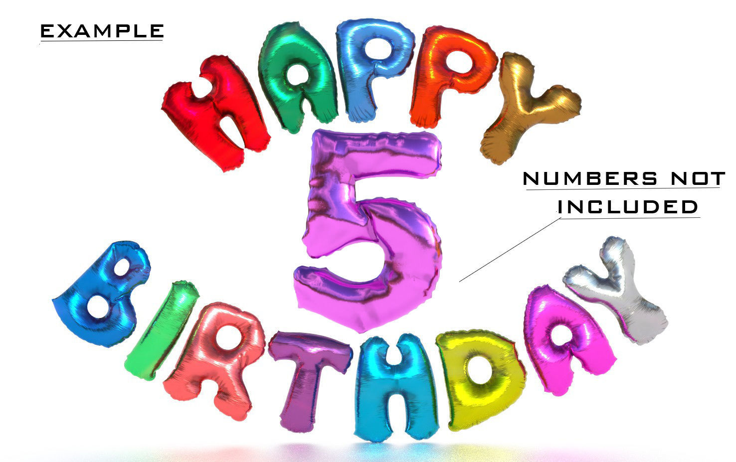 HAPPY BIRTHDAY COLOR BALLOONS Low-poly 3D model_2