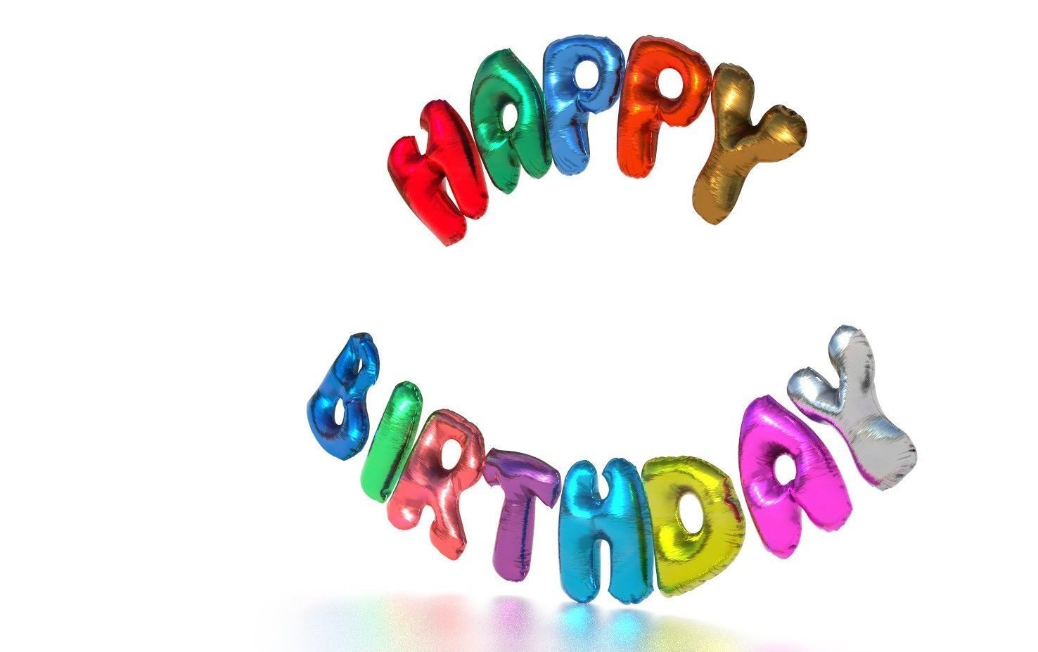 HAPPY BIRTHDAY COLOR BALLOONS Low-poly 3D model_4