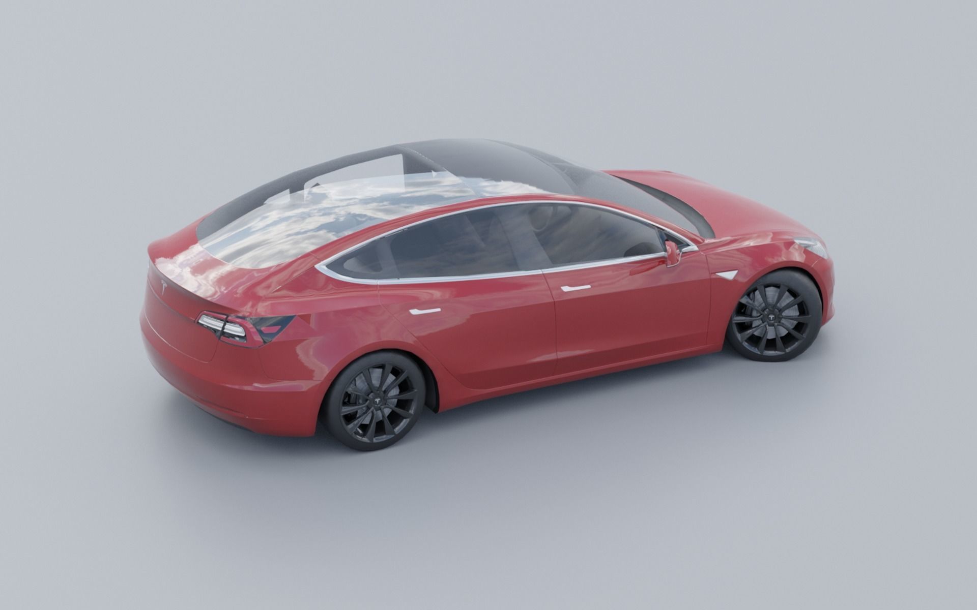 Tesla Model 3 low ply Low-poly 3D model_6